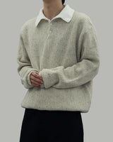 Popping collar knit (Beige)