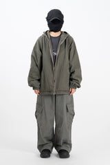 Halsey Stone washed Hooded Zip-Up