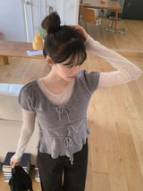 シースルードットレイヤードTシャツ (2color)