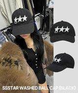 SSスターウォッシュドボールキャップ (BLACK)