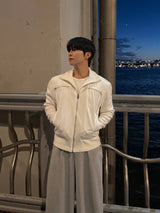 Banded zipper knit puffer jacket