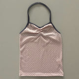 Reki Shirred Bust Polka Dot Halter Neck Sleeveless Top (2 Colors)