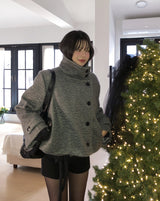 [wool 40%] スティンアルパカハイネックコート
