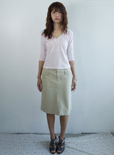 Shirring V-neck Top -Pink