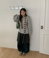 Giten Color Wool Hood Zip-Up Knit Cardigan