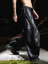 24AW バタフライレストレザートラウザーウィズプリーツシルエット&ディメンショナルテーパードパンツ