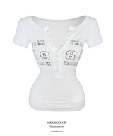 Tina 89 Button Rib Top (3color)