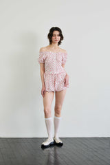 MINI HEART BALLOON SKIRT PANTS / WHITE