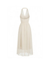 Lorielle Halterneck Sheer Wrap Long Dress Ivory
