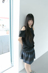 check stripe twoway cotton skirt(2colors)