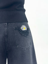 3RD リオーダーヒップポケット刺繍ブラックデニムショーツ ロング code 25106