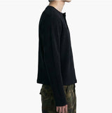 ワッフルクロップヘンリーネックTシャツ ブラック