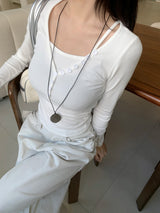 Dear Peach Touch Golji Strap Long Sleeve Top (3 colors)
