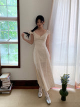 Ivory Punching Layered Long Dress