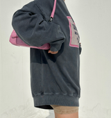 (UNISEX) ピンクプリントビンテージピグメントルーズフィットオーバーサイズユニセックススウェットシャツ