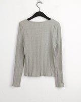 Rocha レースリボンリブド長袖Tシャツ