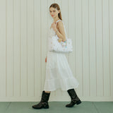 Lace Layered Sleeveless Long Dress _ White