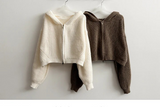 Leppon Thick Two-Way Cropped Knitwear Hooded Zip-Up