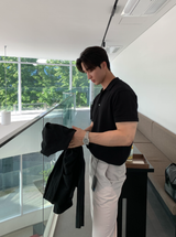 Air Cool Button Collar Short Pants Knit