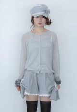 リボン スリーブ カーディガン(gray)