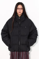 Soft and fluffy protein leather stand-collar short and neat down jacket