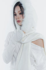 CARRIE HOODED MUFFLER ivory