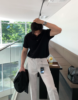 Air Cool Button Collar Short Pants Knit