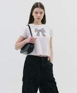 ペイズリーリボンTシャツ_ホワイト