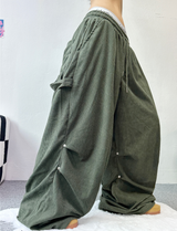 コーデュロイリベットカーペンターパンツ🩶💚🖤💛 - 4 カラーズ