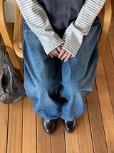 [unisex] Ryuaf Washing Wide Denim Pants