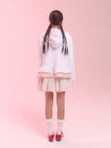  layerd ruffle hoodie_white melange