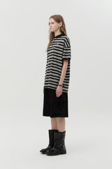 STRIPE PIQUE T-SHIRT [BLACK]