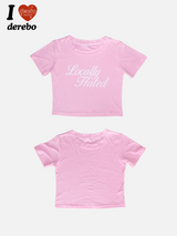 Short-sleeved cropped T-shirt with coloring lettering
