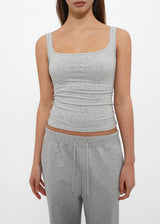 [B-BASIC] Basic Cotton Span Square Neck Sleeveless (Built-in Cap)