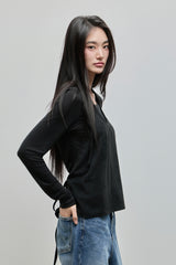Halter-Tie Suede Apron_Black