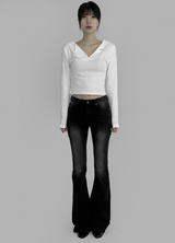 [mnem] split metal collar tee (white)