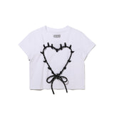 Heart string crop T-shirt (White