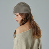 VA Curved Logo Washed Beanie / Khaki Gray