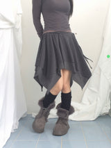 stripe ribbonline wave skirt