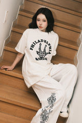 デビルアップリケTシャツ オーバーフィット アイボリー