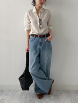 Bron Stripe Linen Loose Fit Shirt