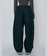 COLOR BLEACH WIDE DENIM PANTS