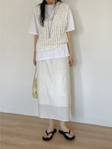 Popcorn Lace-up V-Neck Knit Vest
