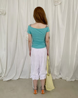 BUBBLE FRILL CAPRI PANTS
