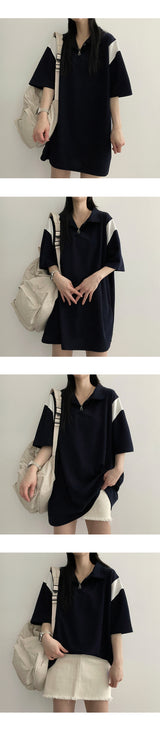 Foreva City オーバーサイズ フィットカラー ニットウェア 半袖 T シャツ