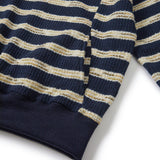 Multi striped knit hoodie / Navy