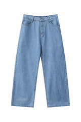 Washed Straight Leg Denim Jeans