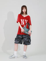 TOUGH BEAR CAMO HALF PANTS (BLACK)