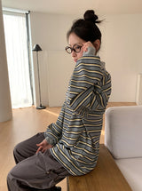 [unisex] Mickens Waffle Stripe Collar Tee