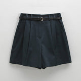 (Z-PT-5406)ESSENTIAL COTTON TUCK HALF PANTS S